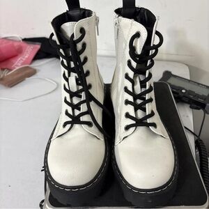 Sincerely Jules Black and White Moto Boots